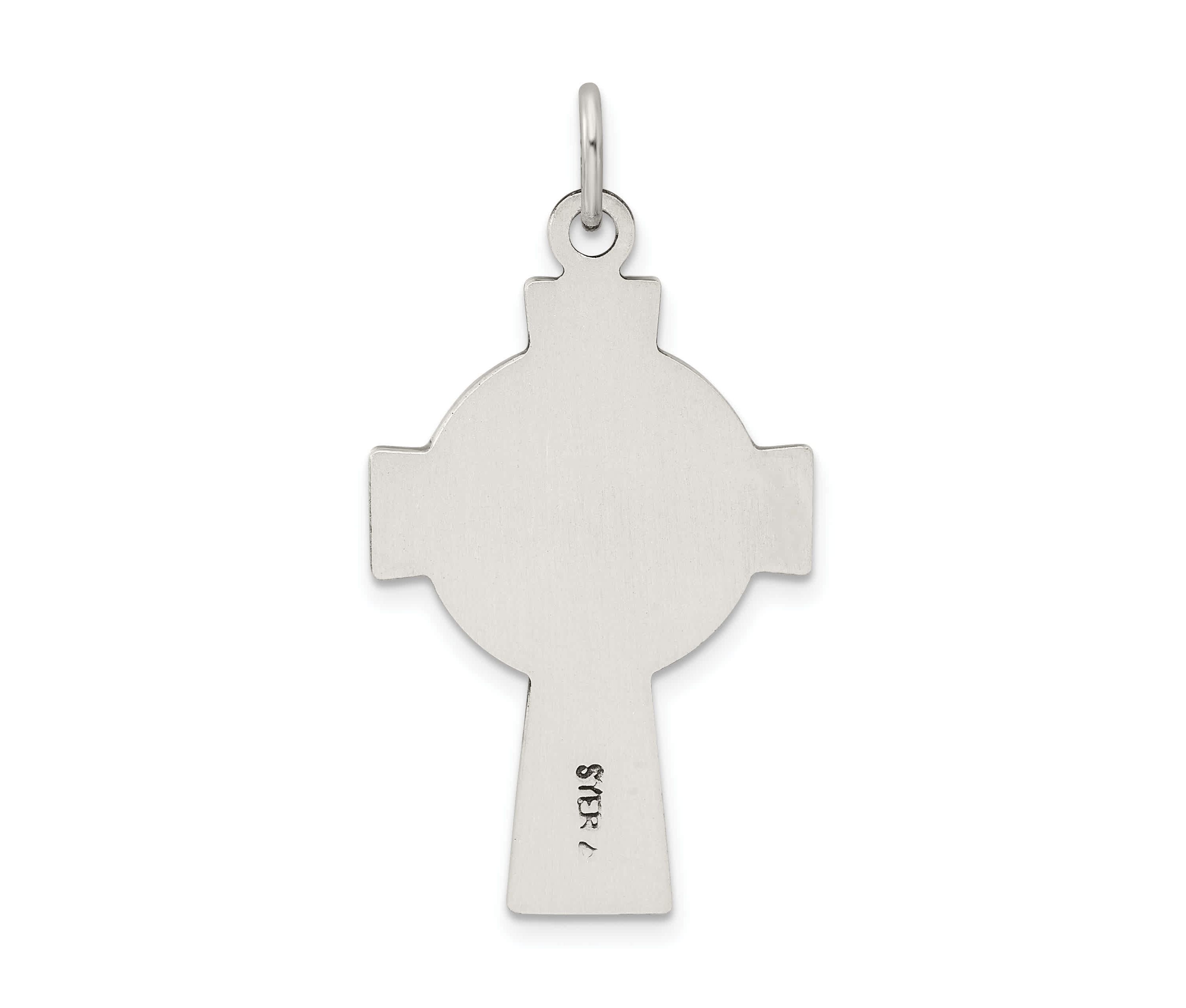 Sterling Silver Antiqued Satin Irish Cross Pendant