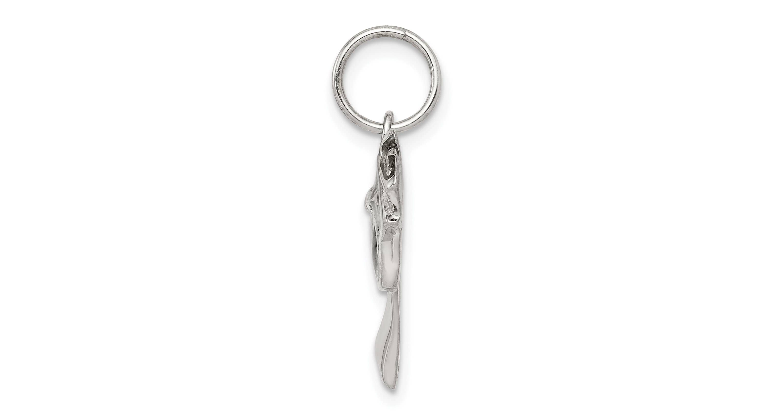 Sterling Silver Rhodium-plated Black Enamel Graduation Cap Diploma Charm
