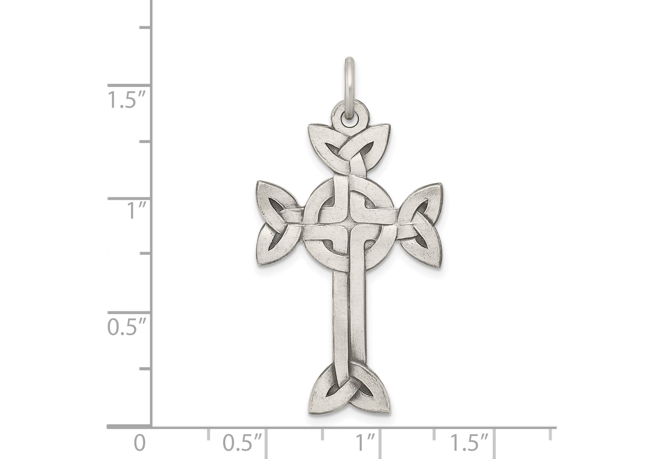 Sterling Silver Antiqued, Textured and Brushed Celtic Cross Pendant