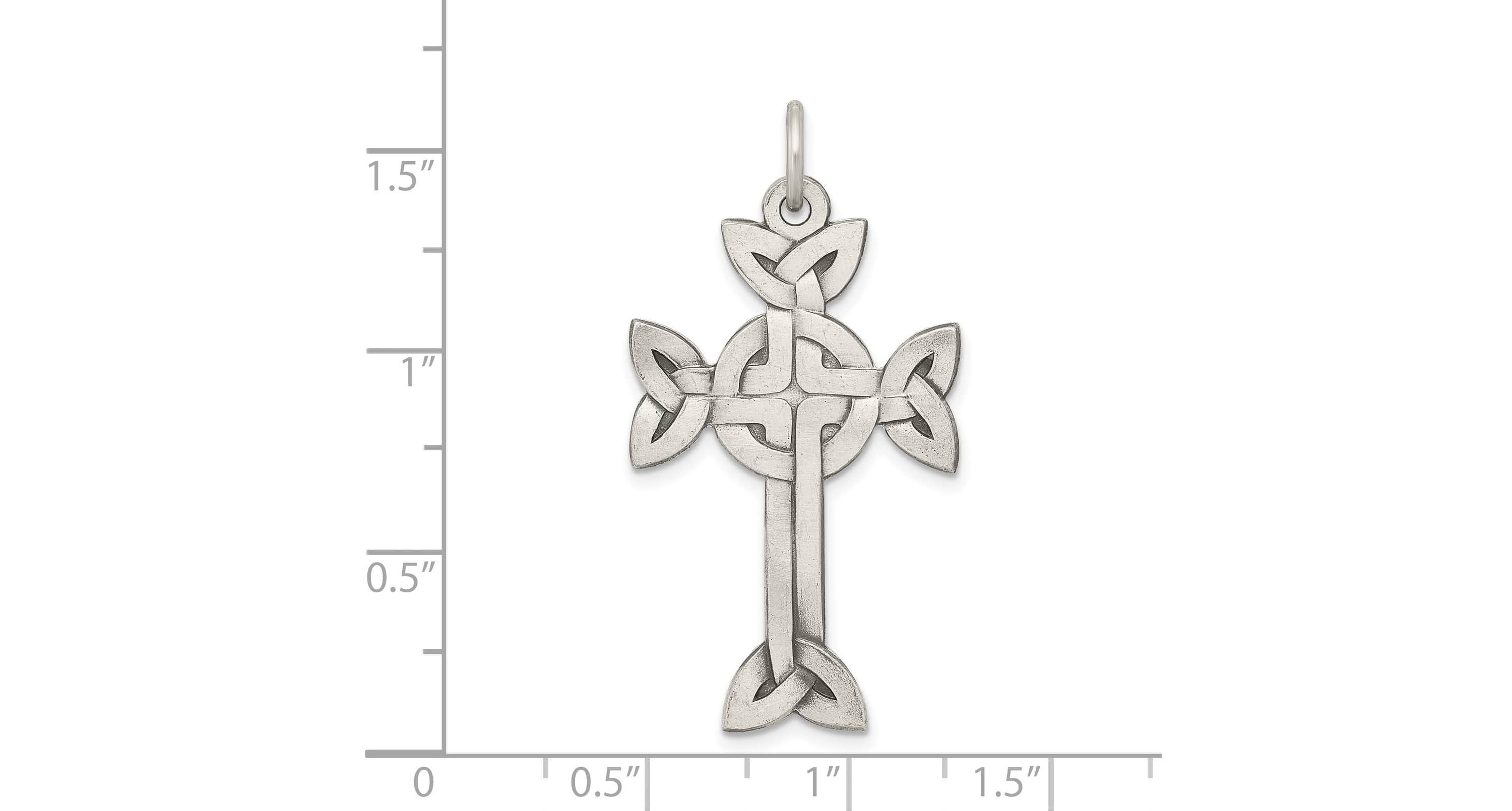 Sterling Silver Antiqued, Textured and Brushed Celtic Cross Pendant