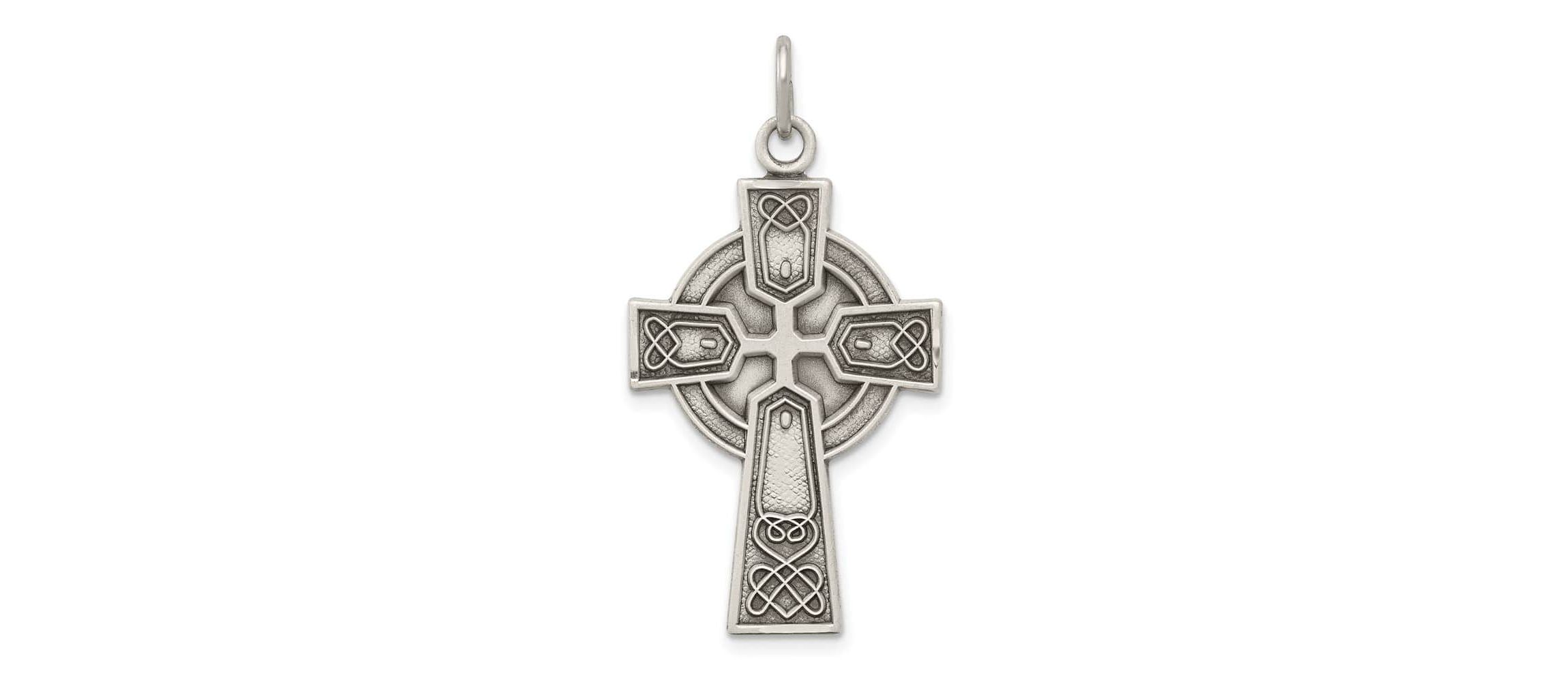 Sterling Silver Antiqued Irish Cross Pendant