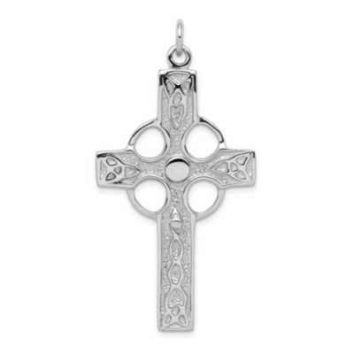 Belk & Co Sterling Silver Rhodium-plated Polished Celtic Cross Pendant, White