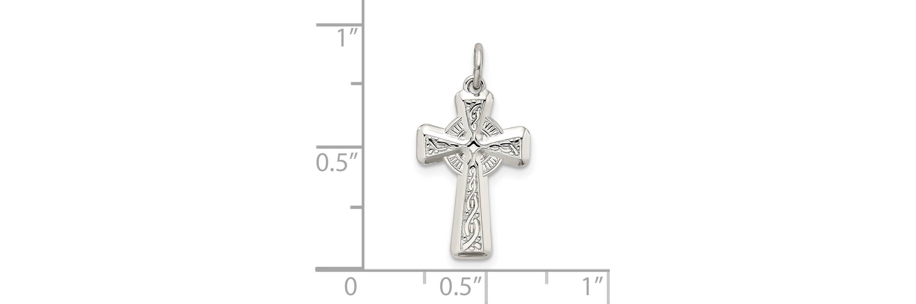 Sterling Silver Polished and Textured Celtic Cross Pendant