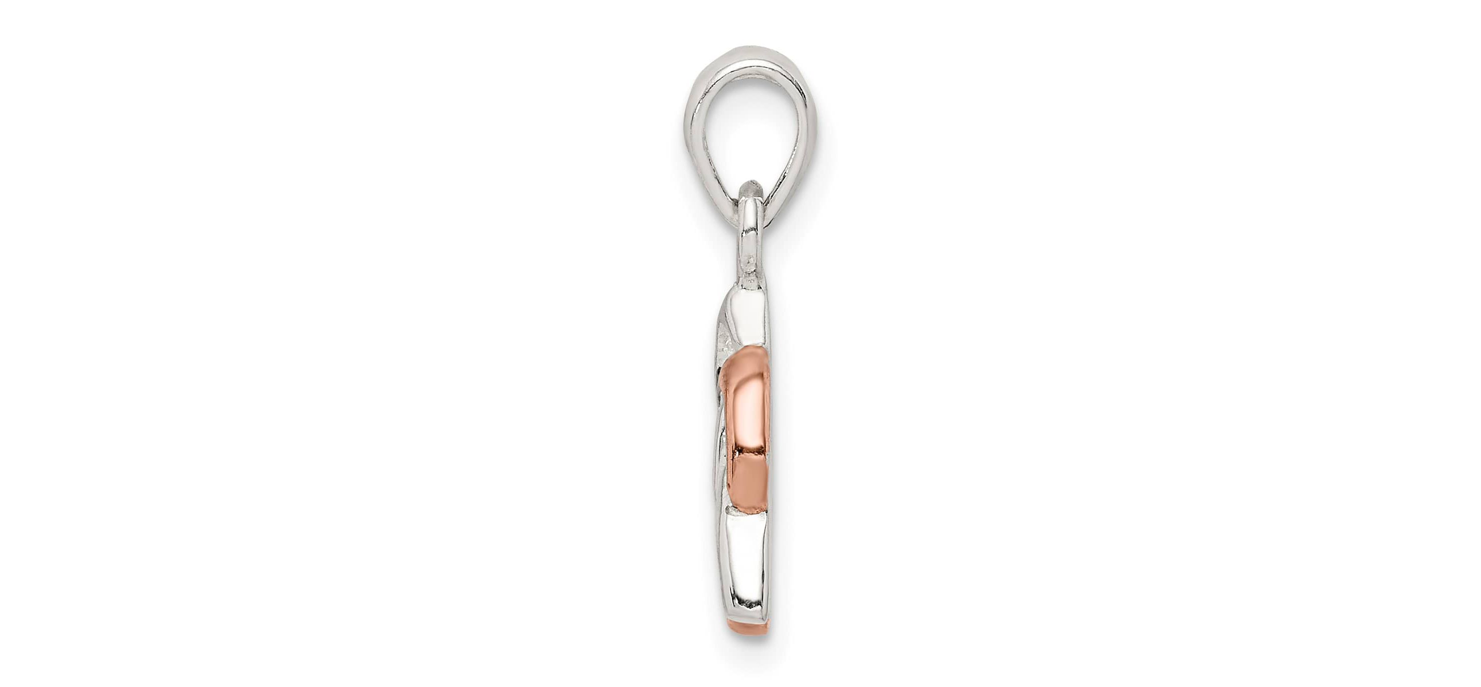 Sterling Silver Trinty Knot and Rose Tone Heart Pendant