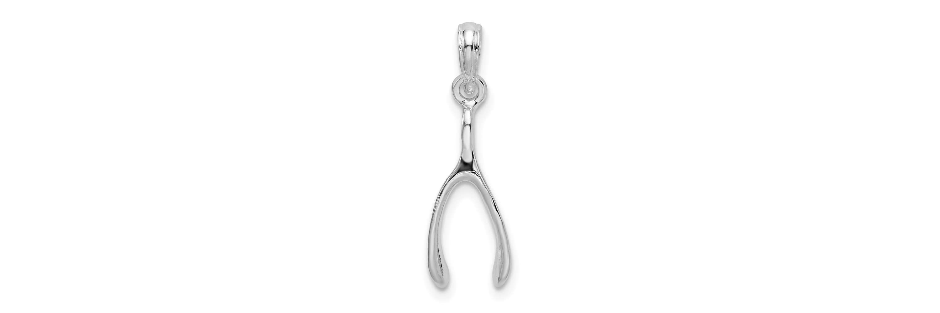 Sterling Silver Rhodium-plated Polished 3D Wishbone Pendant