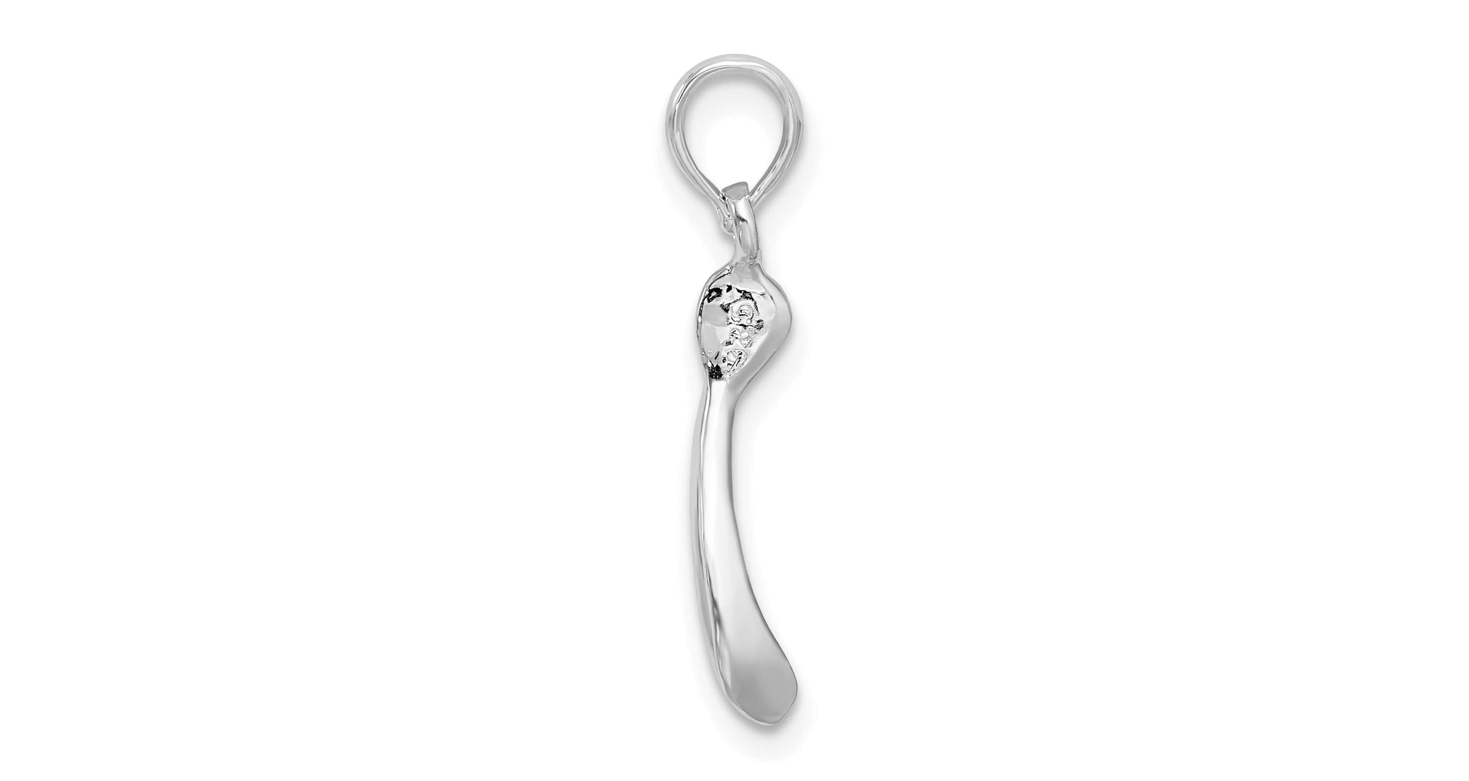 Sterling Silver Rhodium-plated Polished 3D Wishbone Pendant