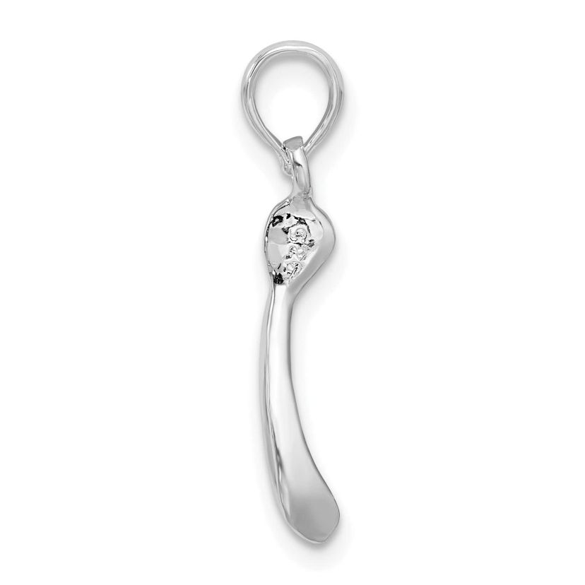 Sterling Silver Rhodium-plated Polished 3D Wishbone Pendant