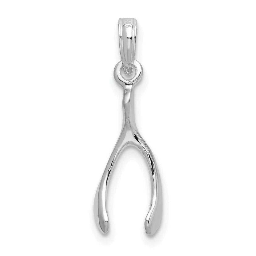 Sterling Silver Rhodium-plated Polished 3D Wishbone Pendant