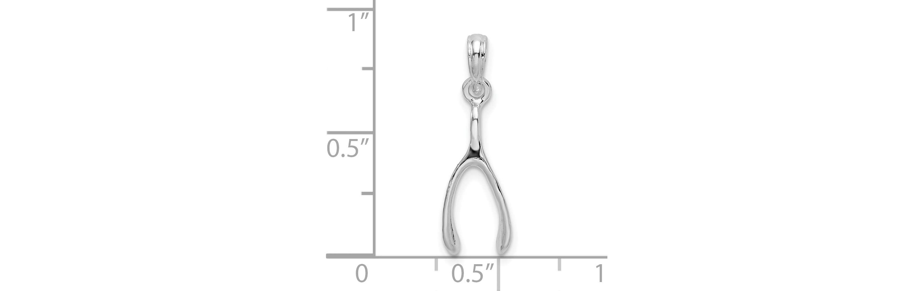 Sterling Silver Rhodium-plated Polished 3D Wishbone Pendant