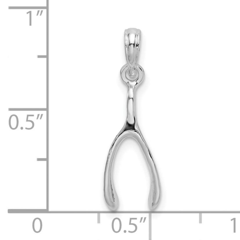 Sterling Silver Rhodium-plated Polished 3D Wishbone Pendant