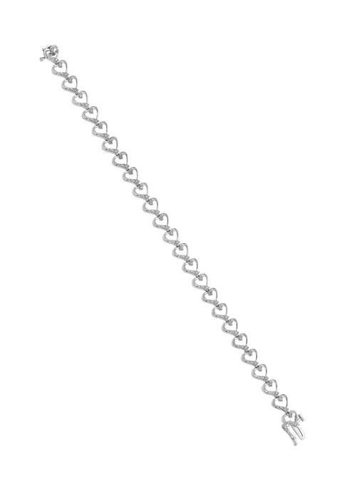 1/5 ct. t.w. Diamond Heart Bracelet in Rhodium-plated Sterling Silver