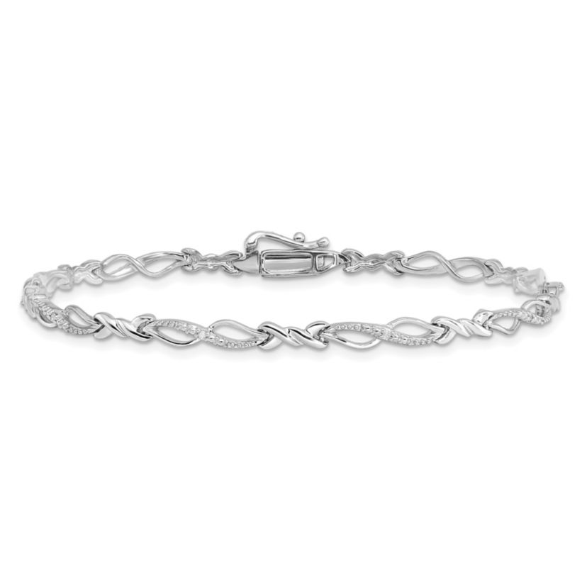0.05 ct. t.w. Diamond Bracelet in Rhodium-plated Sterling Silver