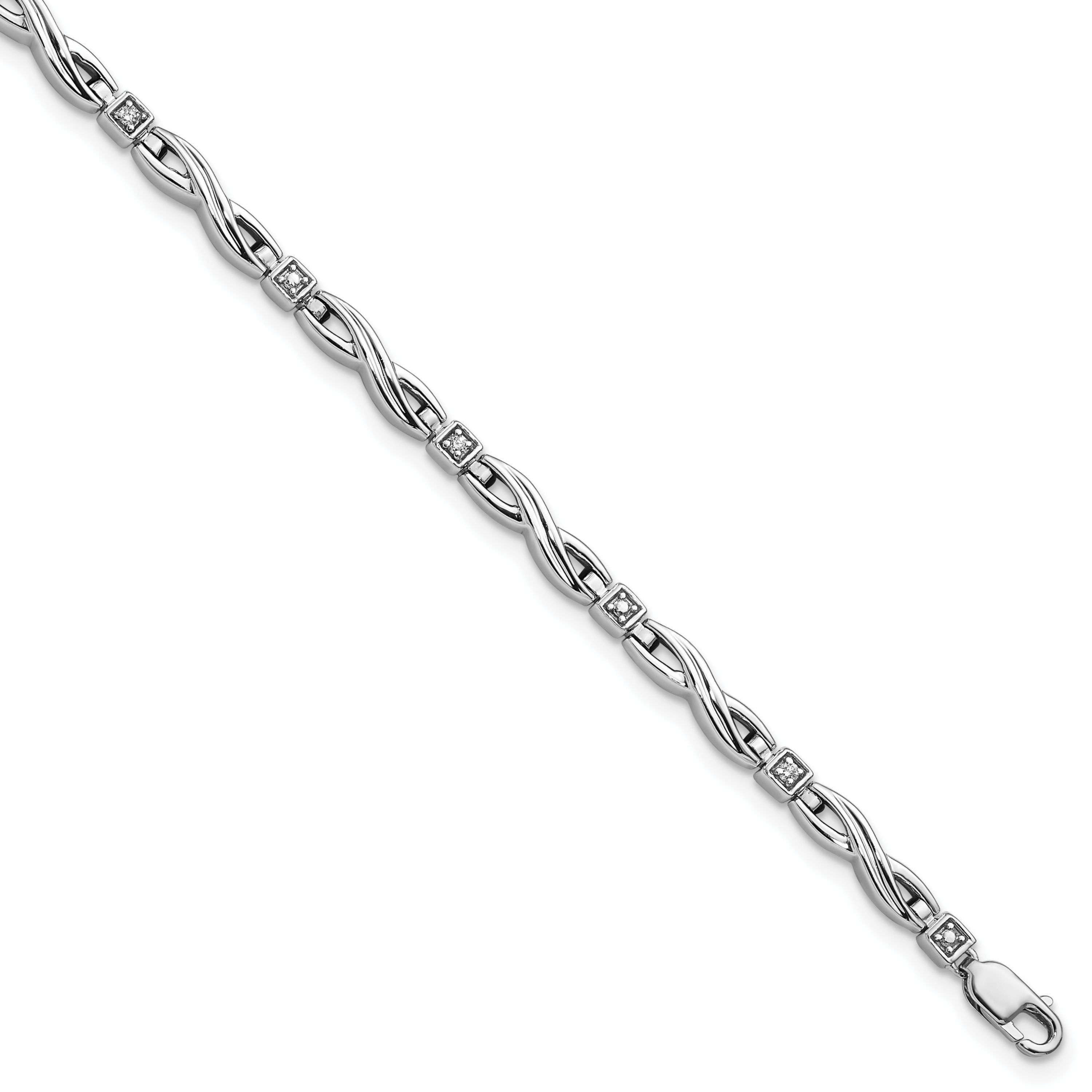 0.05 ct. t.w. Diamond Bracelet in Rhodium-plated Sterling Silver