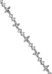 1/8 ct. t.w. Diamond Butterfly and Bows Bracelet in Rhodium Plated Sterling Silver