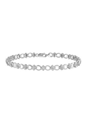 Belk & Co 1/6 ct. t.w. Diamond Bracelet in Rhodium Plated Sterling Silver, White