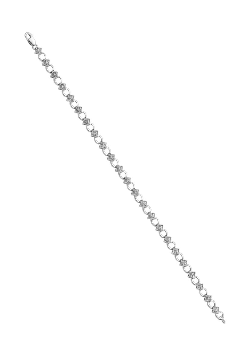 1/6 ct. t.w. Diamond Bracelet in Rhodium Plated Sterling Silver