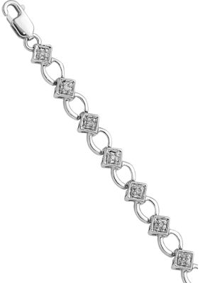 1/6 ct. t.w. Diamond Bracelet in Rhodium Plated Sterling Silver
