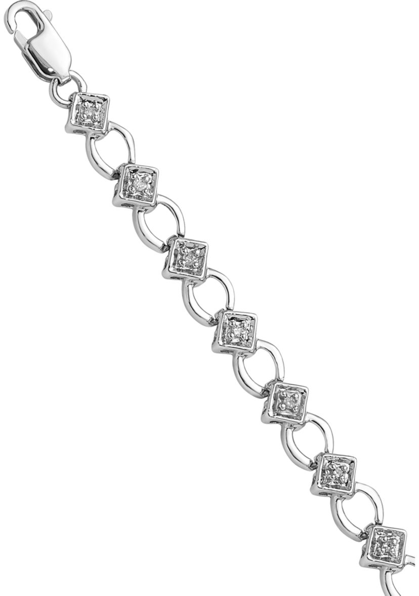 1/6 ct. t.w. Diamond Bracelet in Rhodium Plated Sterling Silver