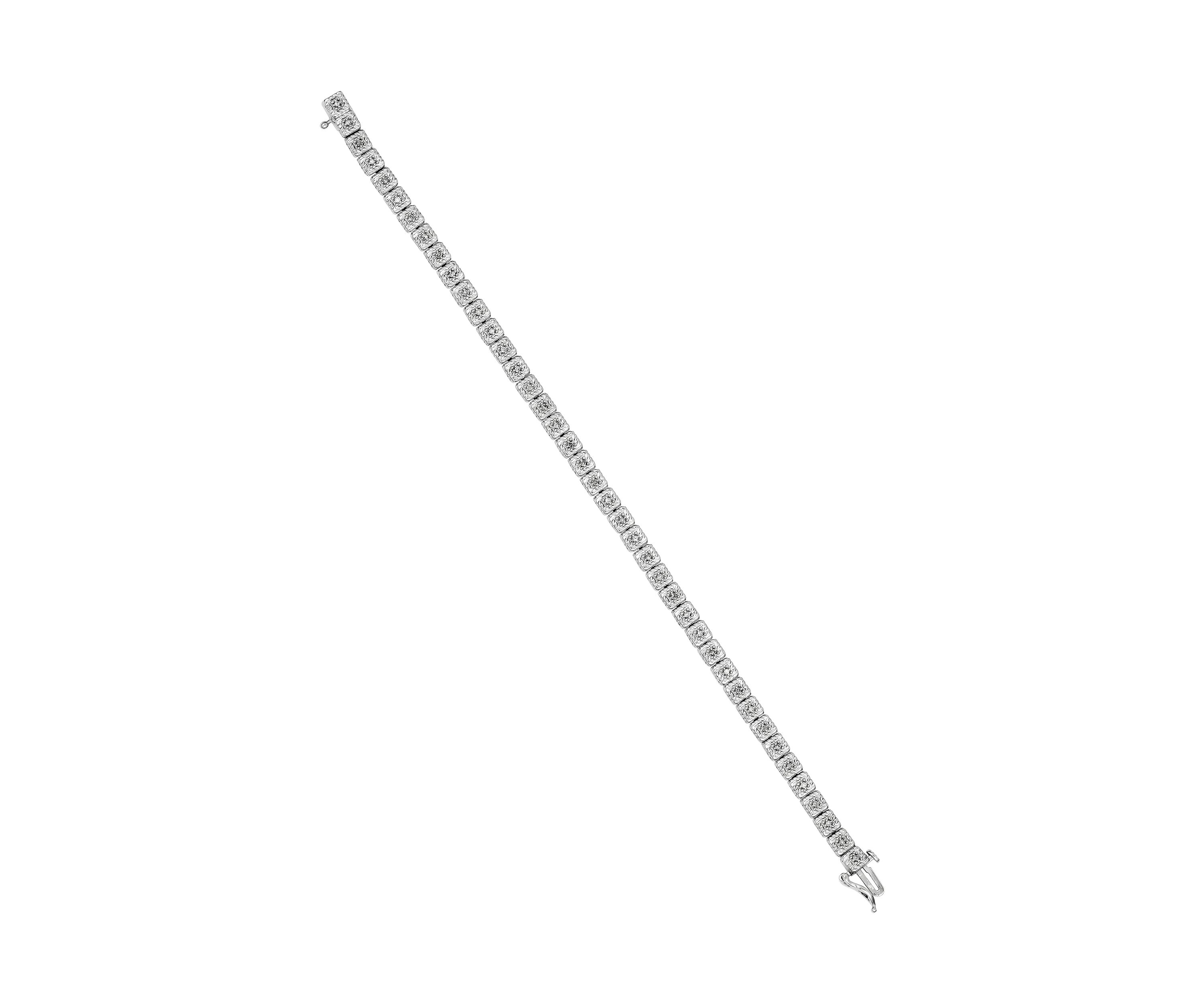 1/4 ct. t.w. Diamond Bracelet in Rhodium Plated Sterling Silver