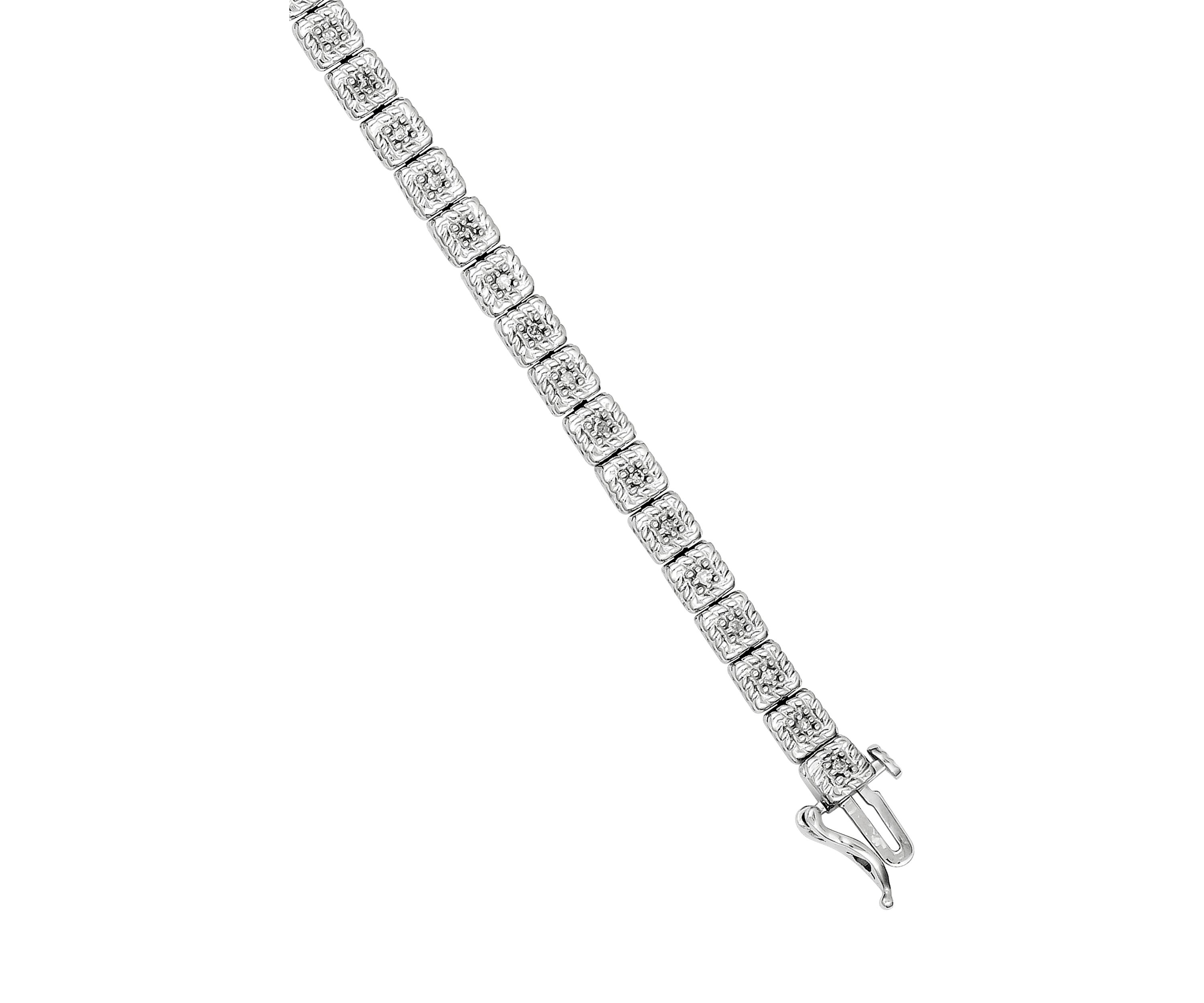 1/4 ct. t.w. Diamond Bracelet in Rhodium Plated Sterling Silver