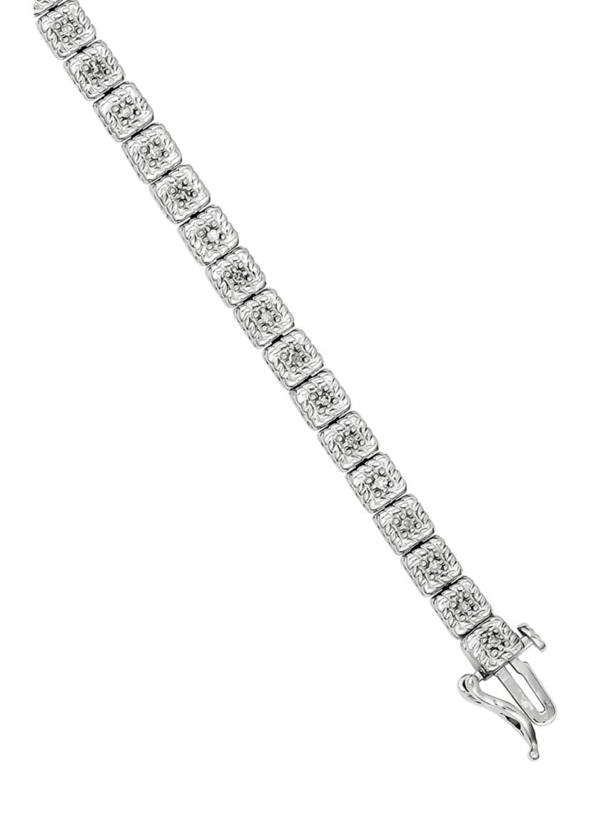 1/4 ct. t.w. Diamond Bracelet in Rhodium Plated Sterling Silver