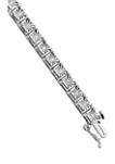 1/2 ct. t.w. Diamond Square Link Bracelet in Rhodium Plated Sterling Silver