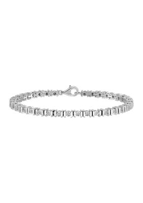 Belk & Co 1/2 ct. t.w. Diamond Tennis Bracelet in Rhodium Plated Sterling Silver, White