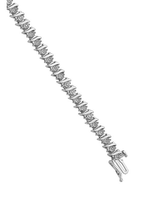 1/4 ct. t.w. Diamond Fancy Bracelet in Rhodium Plated Sterling Silver