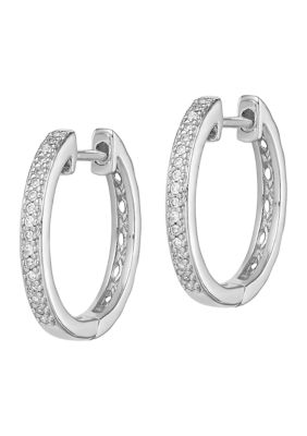 Belk & Co 1/10 ct. t.w. Diamond Earrings in Rhodium Plated Sterling Silver, White