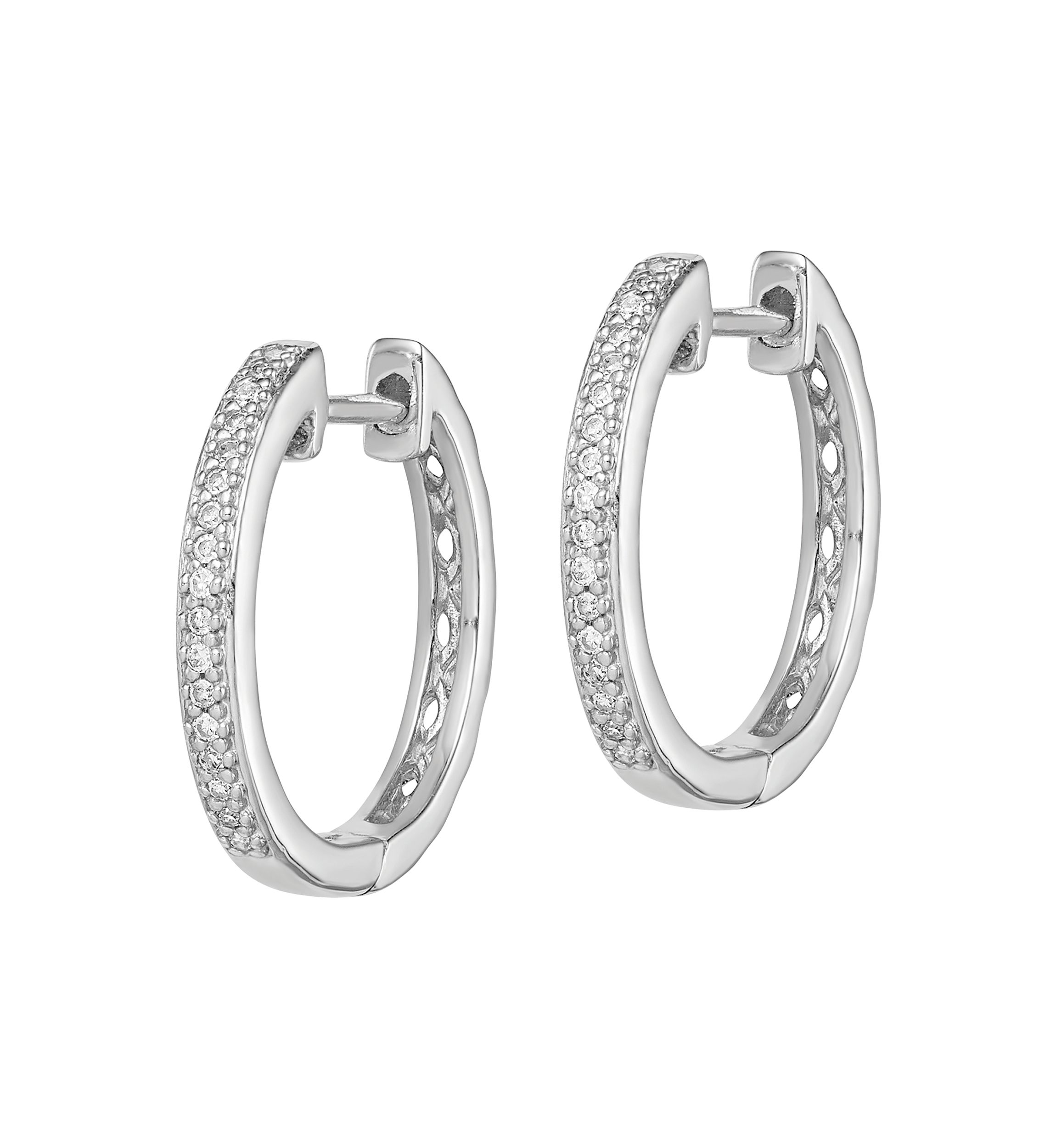 1/10 ct. t.w. Diamond Earrings in Rhodium Plated Sterling Silver