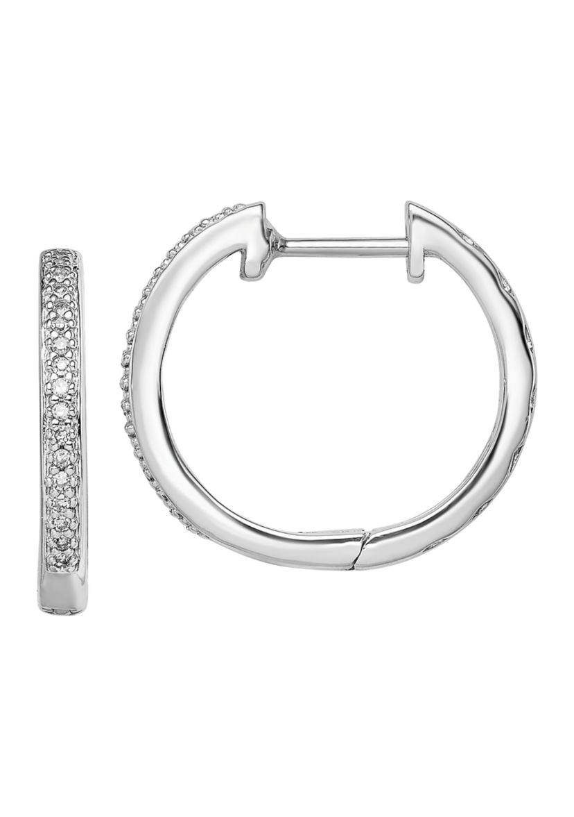 1/10 ct. t.w. Diamond Earrings in Rhodium Plated Sterling Silver