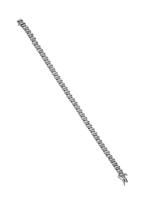 1/2 ct. t.w. Diamond Bracelet in Rhodium Plated Sterling Silver