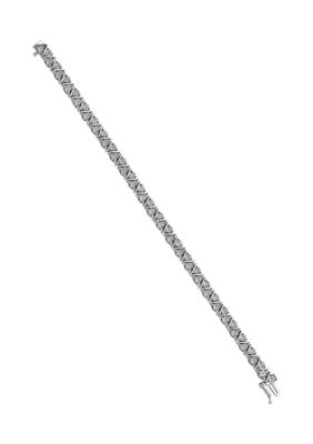 Belk & Co 1/6 Ct. T.w. Diamond Triangle Link Bracelet In Rhodium Plated Sterling Silver