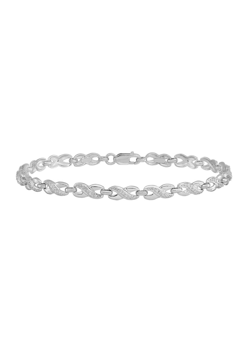 1/4 ct. t.w. Diamond Bracelet in Rhodium Plated Sterling Silver