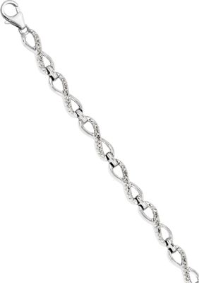 Belk & Co 1/6 ct. t.w. Diamond Bracelet in Rhodium Plated Sterling Silver, White