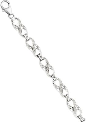 Belk & Co 1/10 ct. t.w. Diamond Bracelet in Rhodium Plated Sterling Silver, White