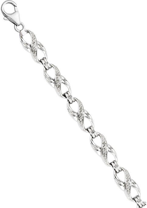 1/10 ct. t.w. Diamond Bracelet in Rhodium Plated Sterling Silver