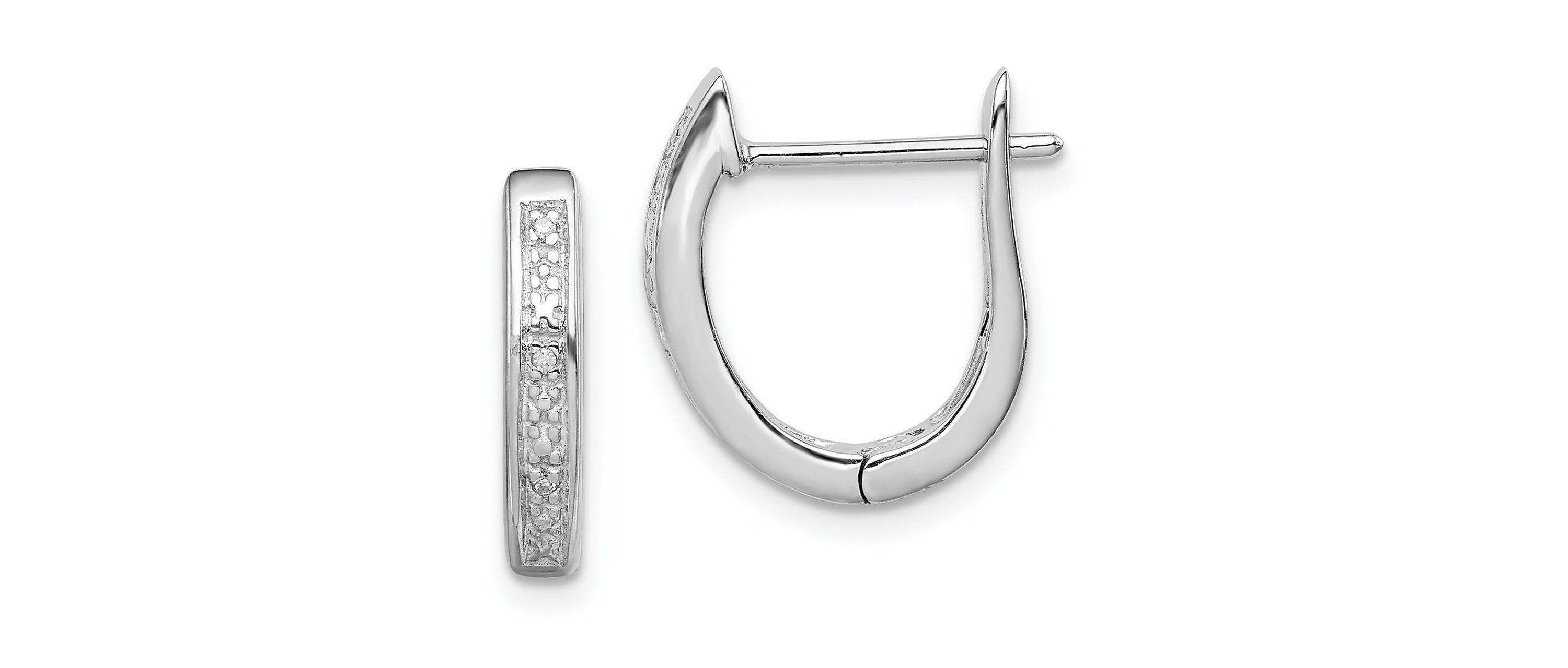 0.024 ct. t.w. Diamond Hinged Hoop Earrings in Rhodium-plated Sterling Silver
