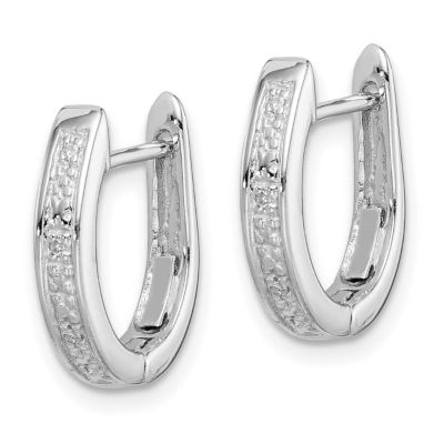 0.024 ct. t.w. Diamond Hinged Hoop Earrings in Rhodium-plated Sterling Silver