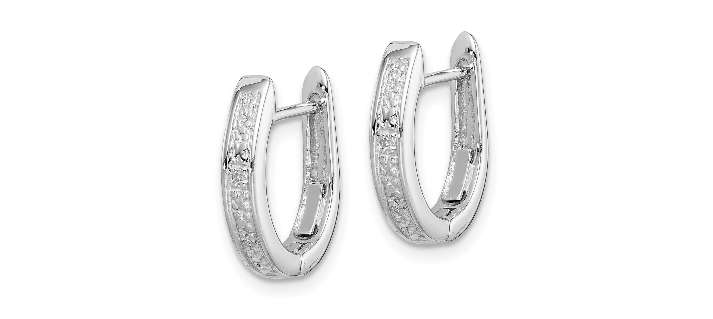 0.024 ct. t.w. Diamond Hinged Hoop Earrings in Rhodium-plated Sterling Silver