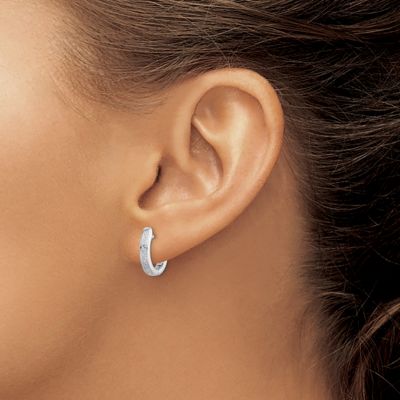 0.024 ct. t.w. Diamond Hinged Hoop Earrings in Rhodium-plated Sterling Silver