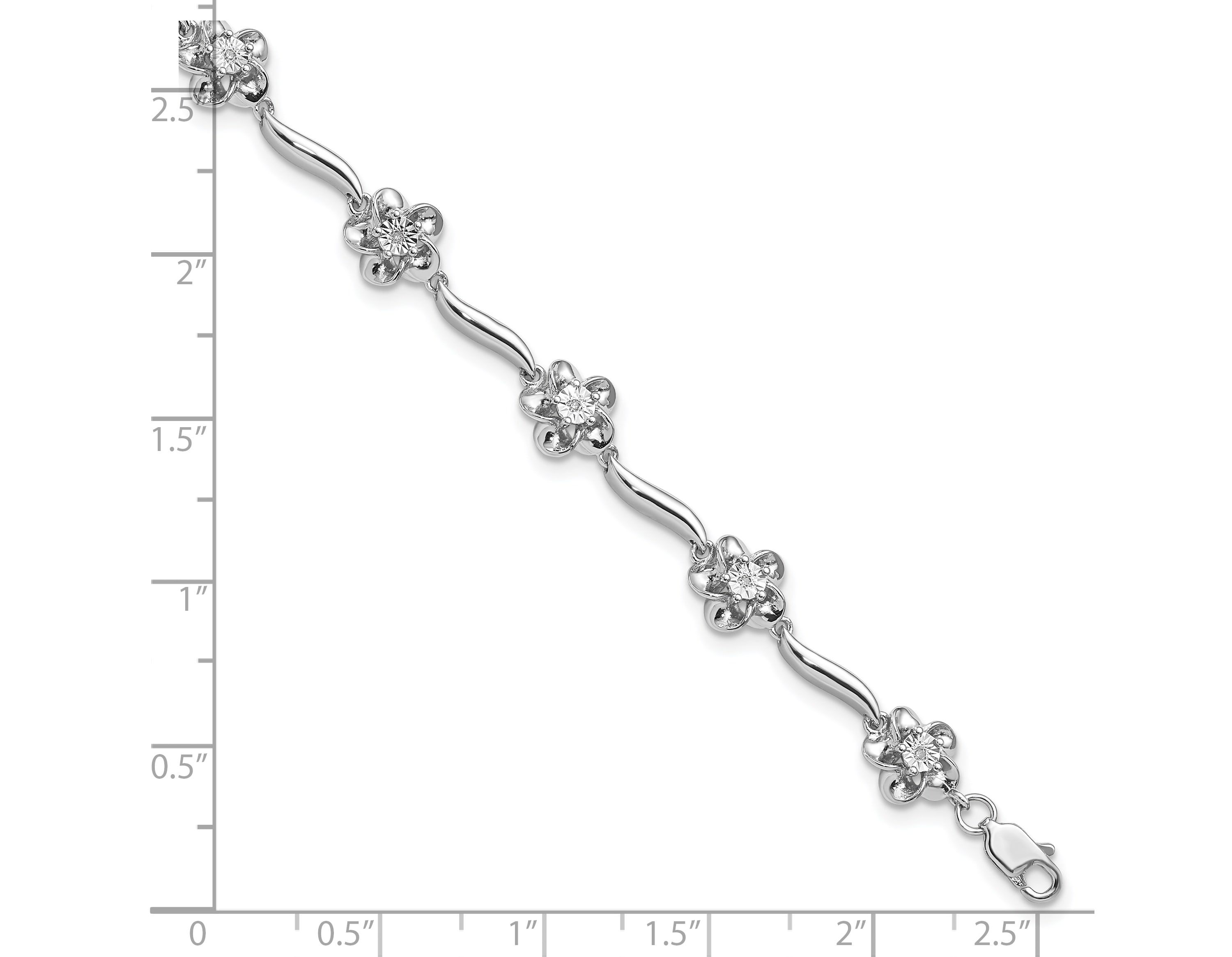 0.04 ct. t.w. Diamond Floral Bracelet in Rhodium-plated Sterling Silver