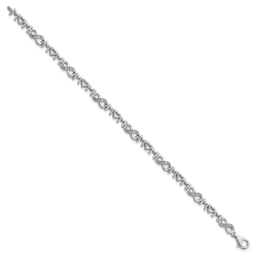 0.042 ct. t.w. Diamond Heart Mom Infinity Bracelet in Rhodium-plated Sterling Silver