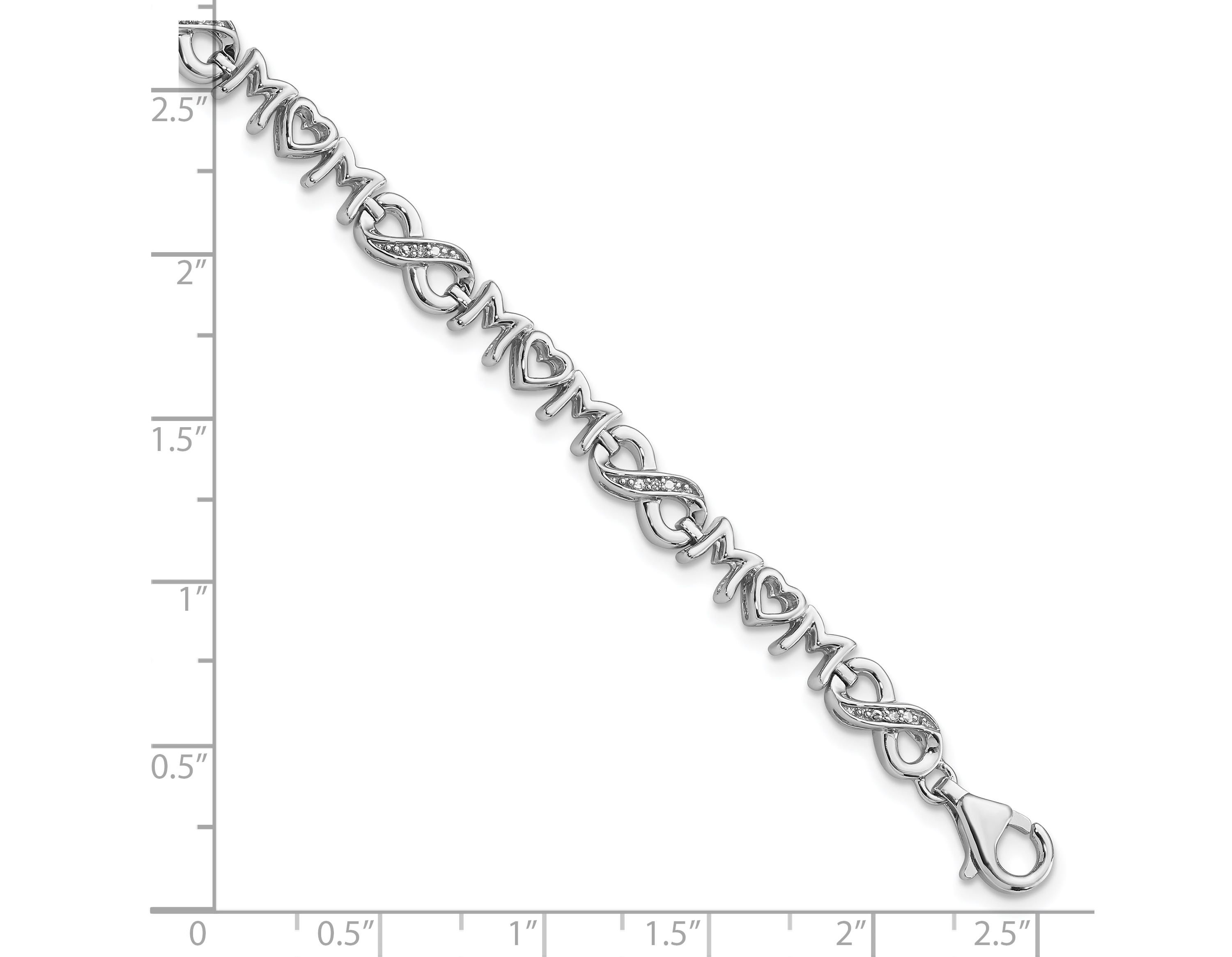 0.042 ct. t.w. Diamond Heart Mom Infinity Bracelet in Rhodium-plated Sterling Silver