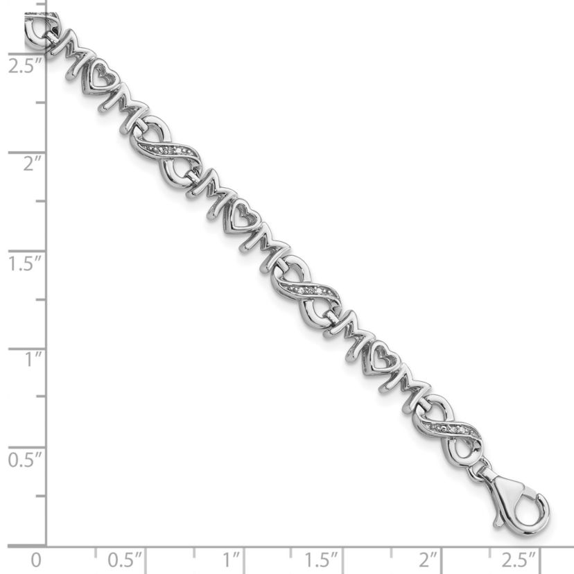 0.042 ct. t.w. Diamond Heart Mom Infinity Bracelet in Rhodium-plated Sterling Silver