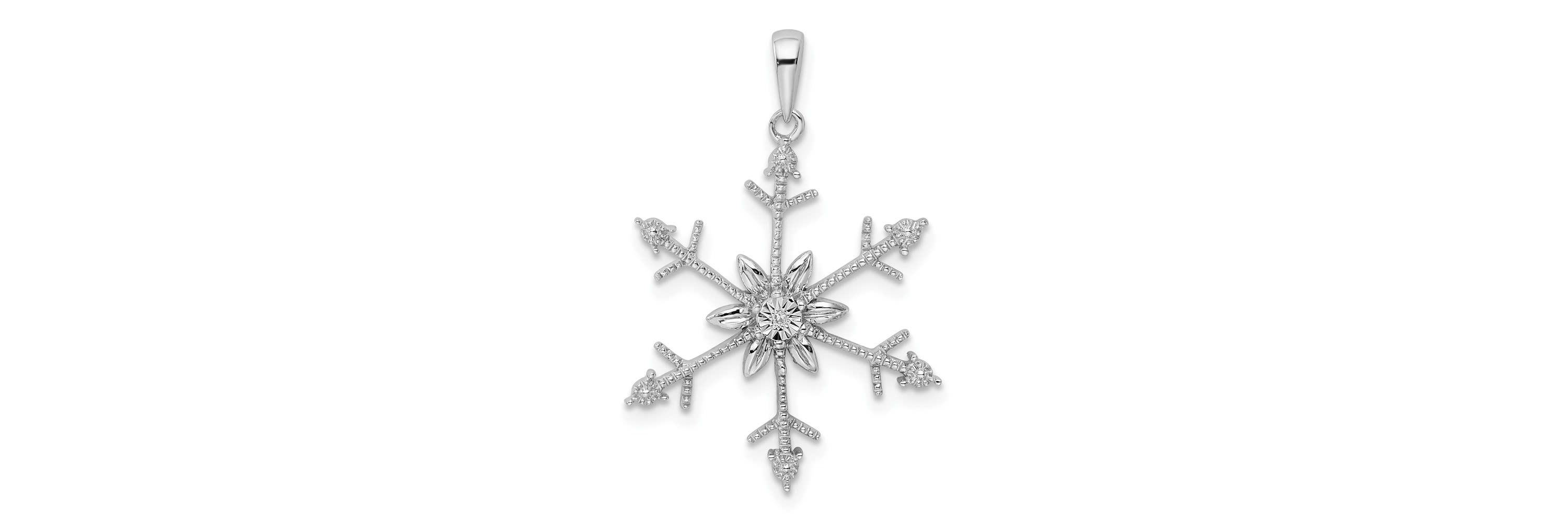0.003 ct. t.w. Diamond SnowFlake Pendant in Rhodium-plated Sterling Silver