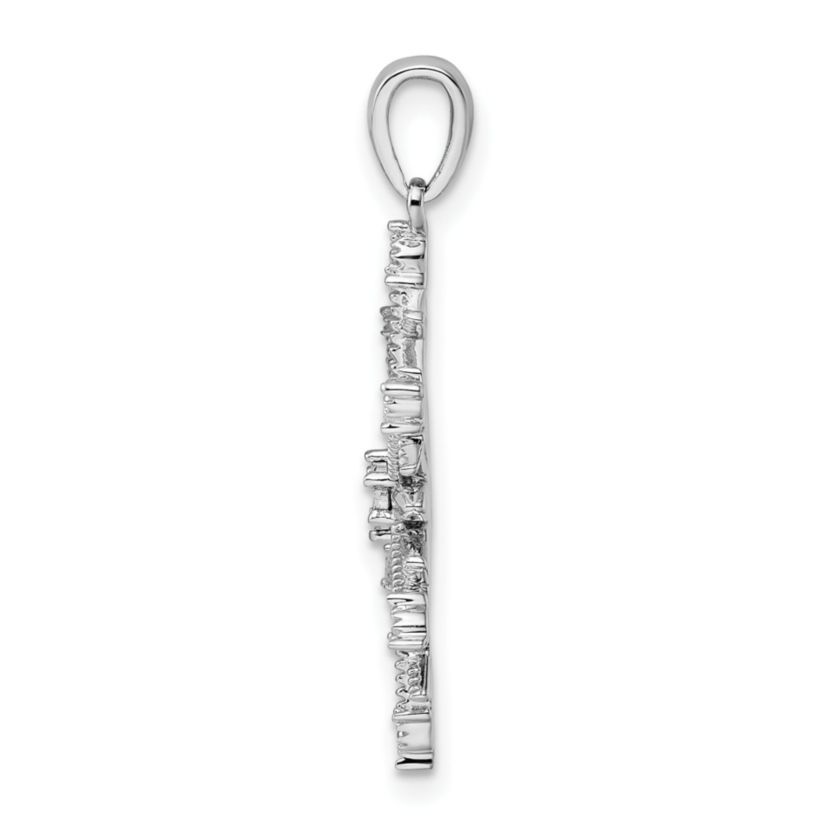 0.003 ct. t.w. Diamond SnowFlake Pendant in Rhodium-plated Sterling Silver