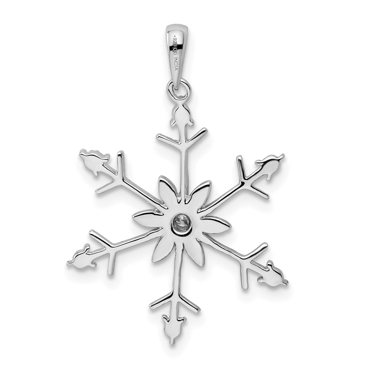 0.003 ct. t.w. Diamond SnowFlake Pendant in Rhodium-plated Sterling Silver