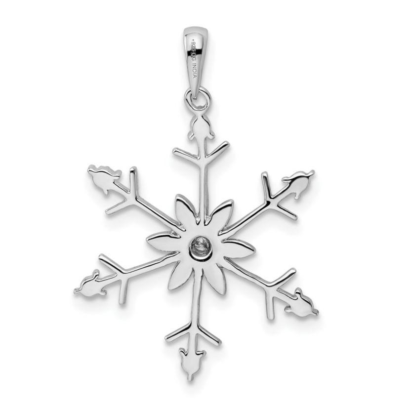 0.003 ct. t.w. Diamond SnowFlake Pendant in Rhodium-plated Sterling Silver