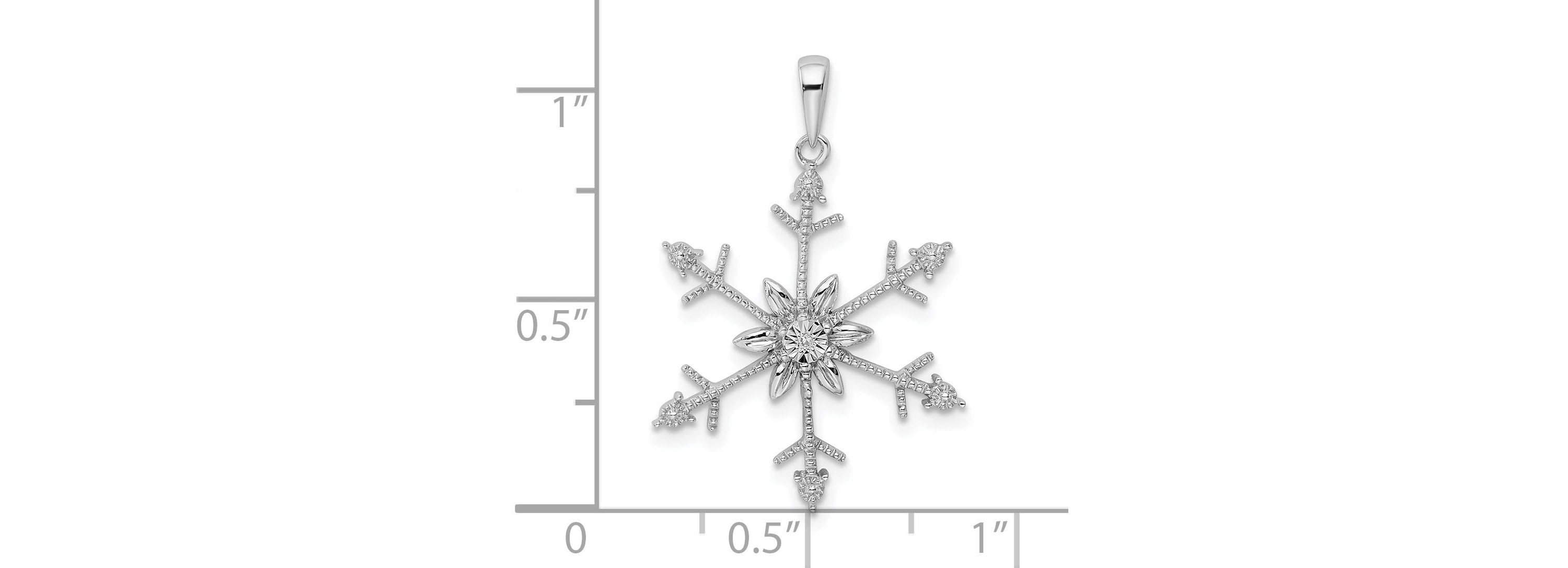 0.003 ct. t.w. Diamond SnowFlake Pendant in Rhodium-plated Sterling Silver